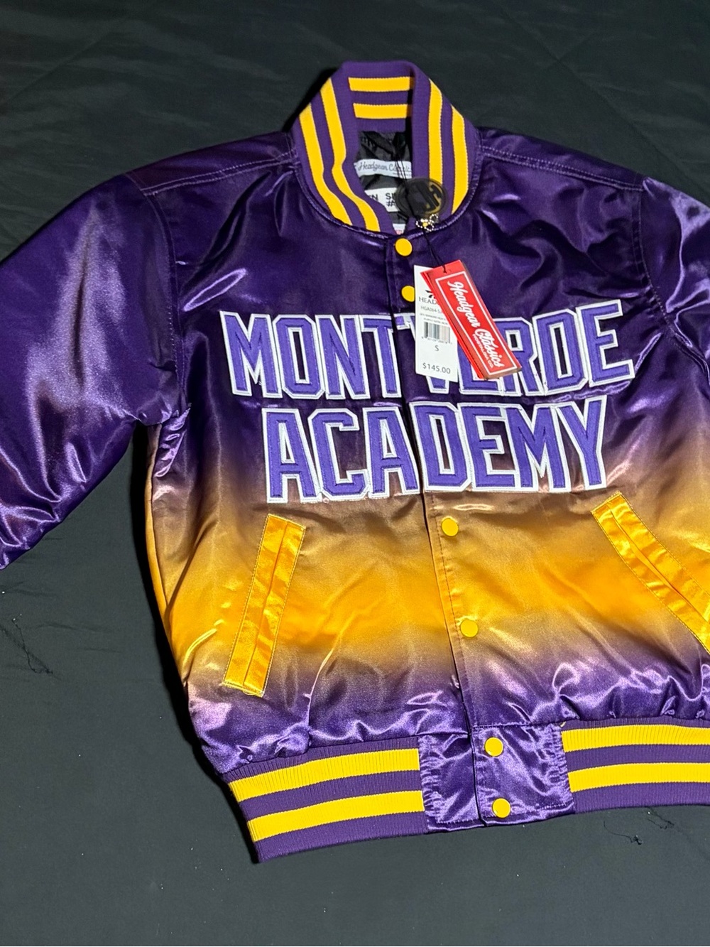 Montverde Academy men’s Purple & Yellow Satin Jacket